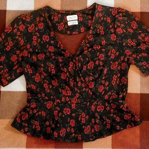 Meadow Rue Faux Wrap Top- Small- Anthropologie